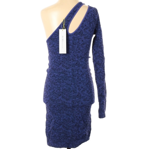 BCBGeneration Cut Out One Sleeve Blue with Black Dress - Picture 2 of 5